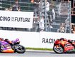 Italian racer Francesco Bagnaia (l) held off Jorge Martin to win the Austrian MotoGP in Spielberg. (EPA PHOTO)