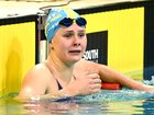 Schoolgirl swimmer Sienna Toohey was overcome with emotion after making the world championship team. (Delly Carr/AAP PHOTOS)