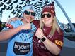 New South Wales and Queensland fans have flooded Optus Stadium. 